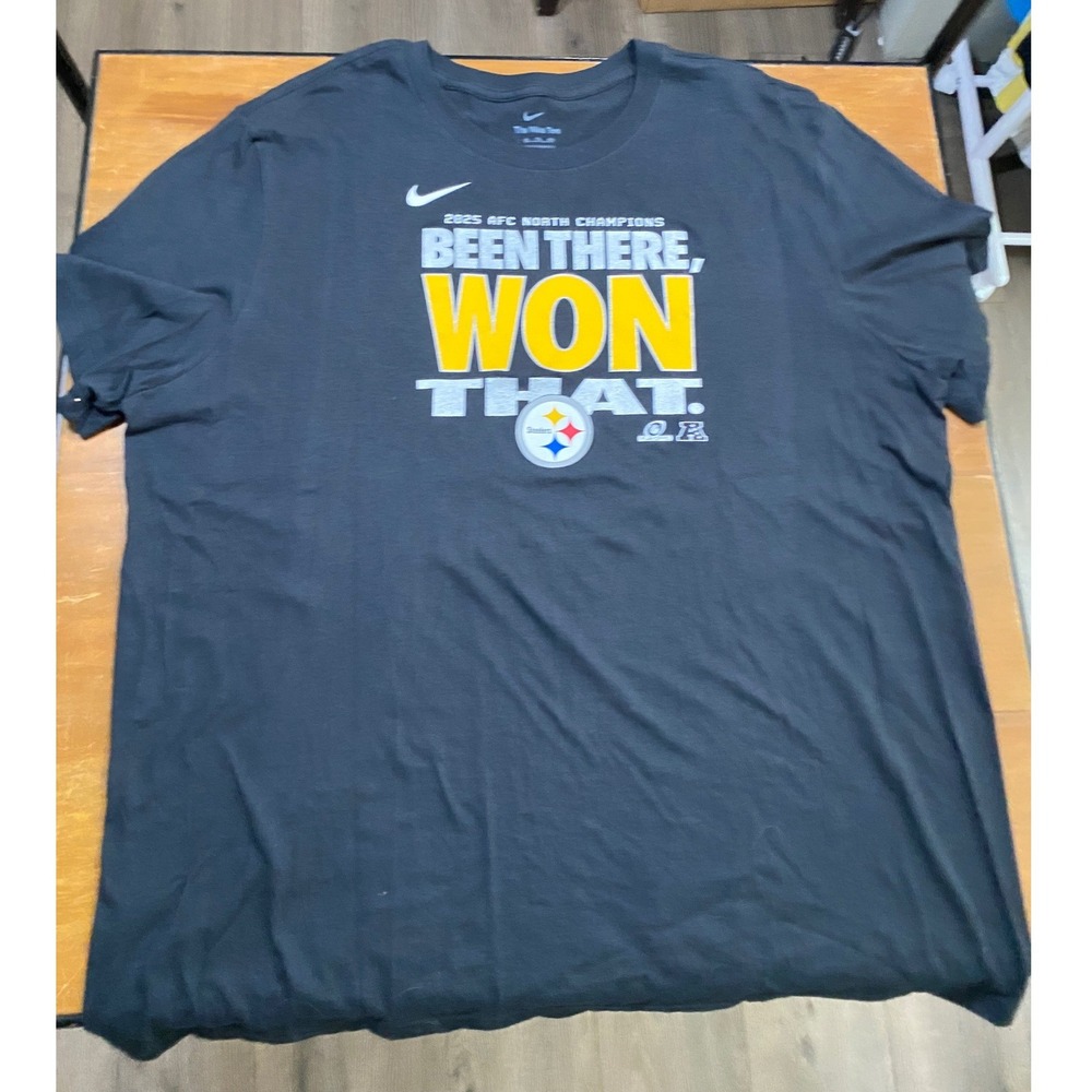 Nike T-Shirt Mens XXL Black Excellent 2023 AFC North Champions Steelers Graphic